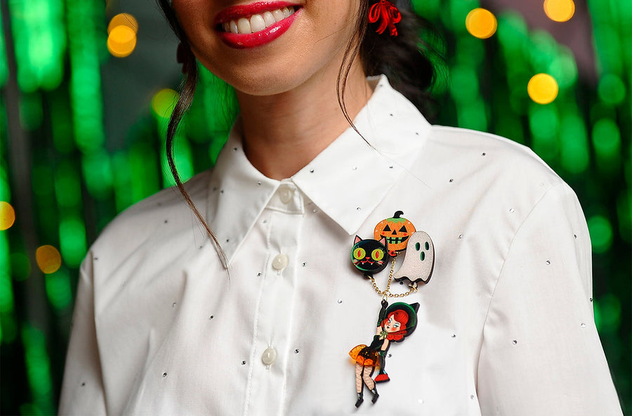 LaliBlue : Cursed Carnival : Witch with Balloons Brooch