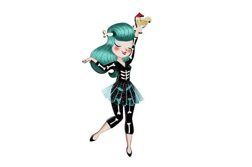 LaliBlue :  Creepy Party :  Woman dressed as skeleton brooch [PRE-ORDER]