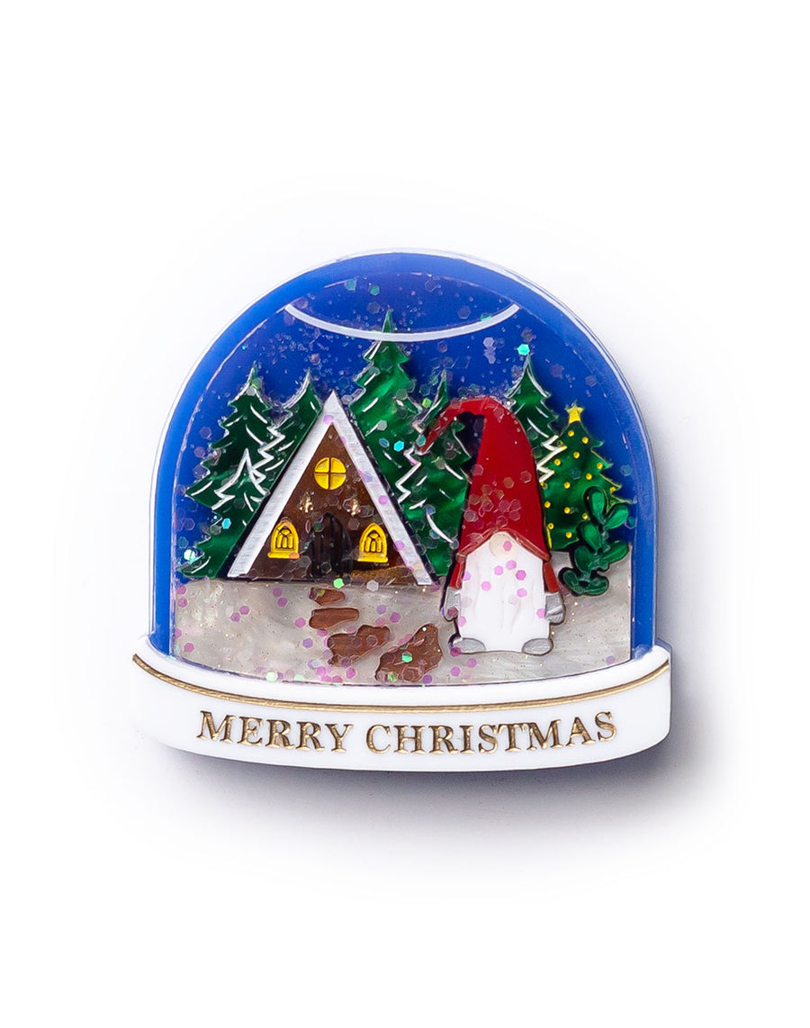 Martinis & Slippers : Tomte Snowglobe Brooch