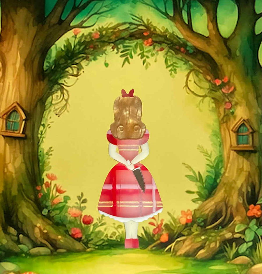 Tantalising Treasures : Flowers, Fairytales & Friends : Stabby Alice - Red Gingham Brooch