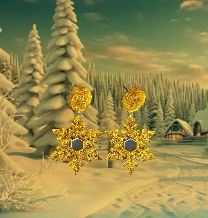 Tantalising Treasures : Christmas : Gold & Silver Snowflake Earrings [PRE-ORDER]