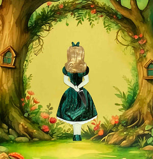 Tantalising Treasures : Flowers, Fairytales & Friends : Stabby Alice - Forest Green Shimmer Brooch