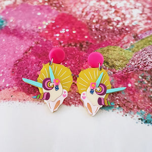 Bright and Bubbly : Roartastic : Triceratops Dangle Earrings