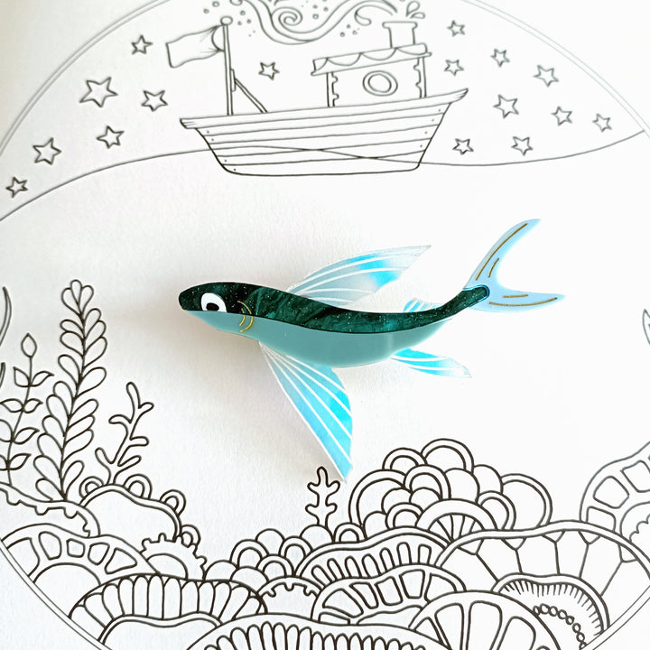 Bright and Bubbly : Ahoy There : Flying Fish Brooch