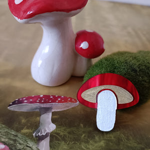 Bright and Bubbly : Whimsical Creatures : Red Mushroom Mini Brooch