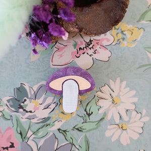 Bright and Bubbly : Whimsical Creatures : Purple Mushroom Mini Brooch