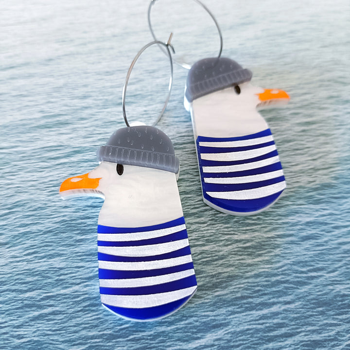 Bright and Bubbly : Ahoy There : Salty the Seagull Dangle Earrings