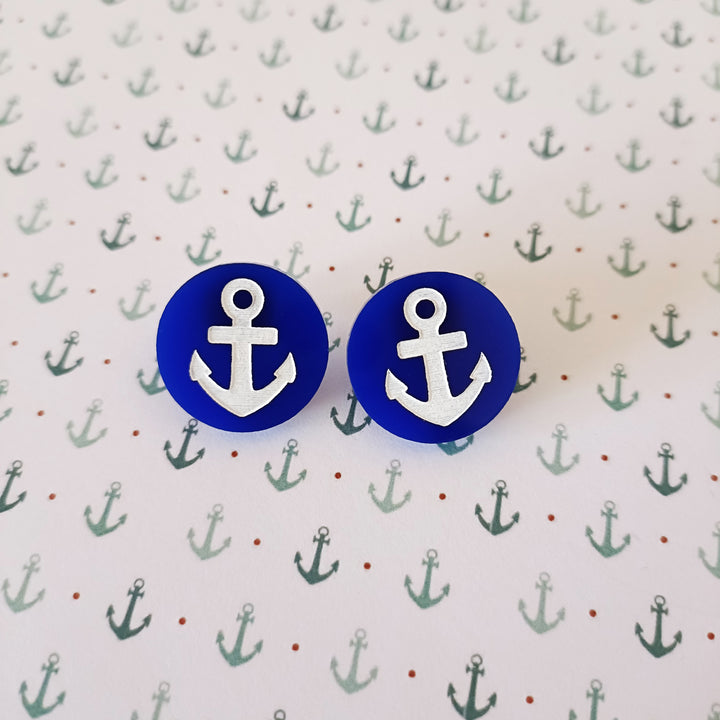 Bright and Bubbly : Ahoy There : Anchor Stud Earrings