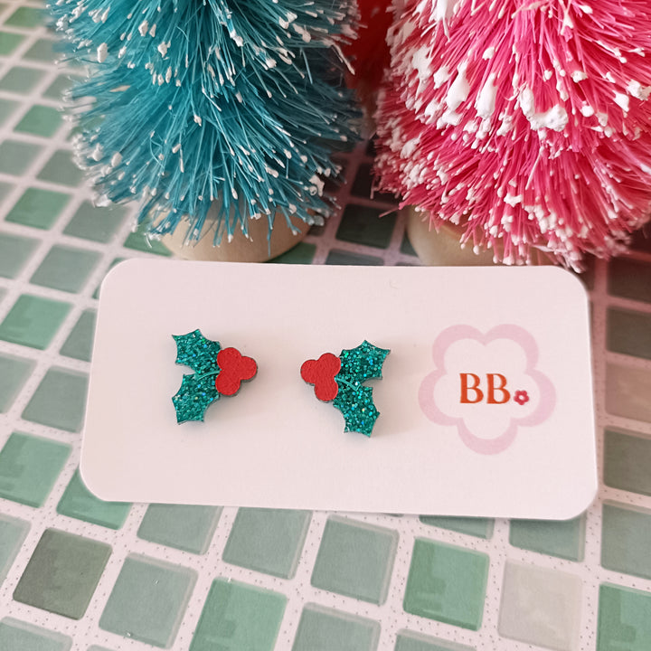Bright and Bubbly : Aussie Christmas : Holly Stud Earrings [LUCKY LAST!]