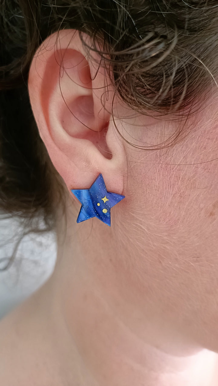 Bright and Bubbly : Whimsical Creatures : Night Time Stars Stud Earrings [LUCKY LAST!]