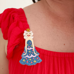 Bright and Bubbly : Christmas : Miss Tinsel Brooch - Blue