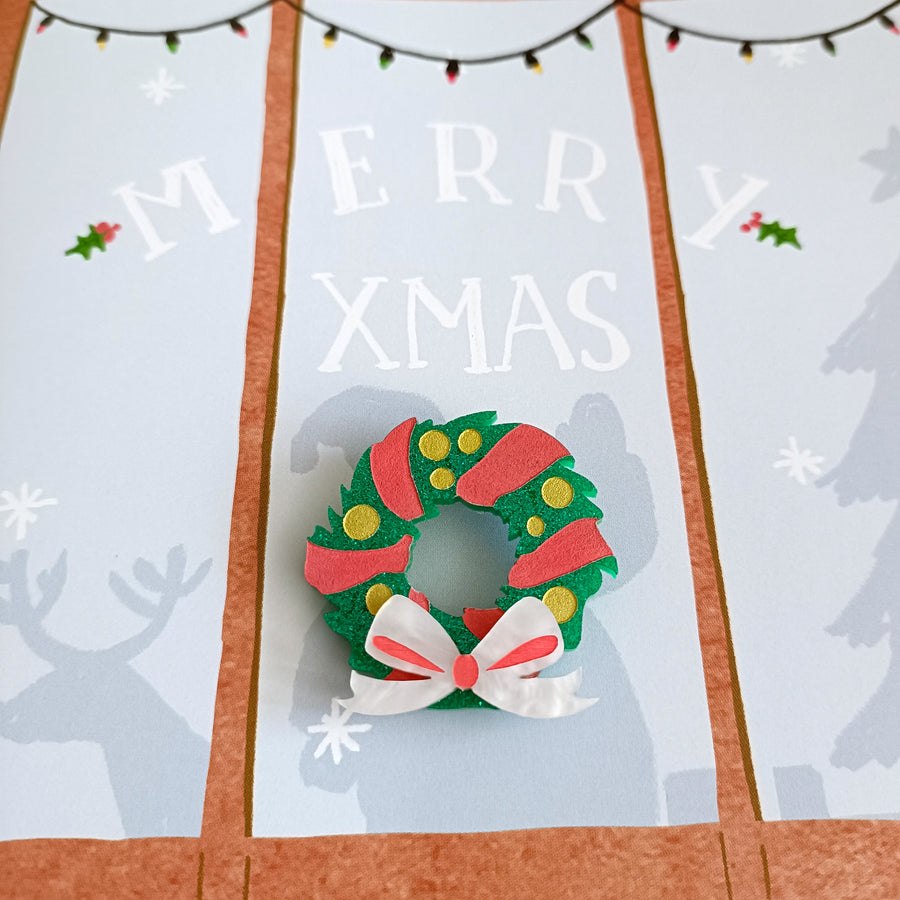 Bright and Bubbly : Christmas : Bow-tiful Wreath Brooch