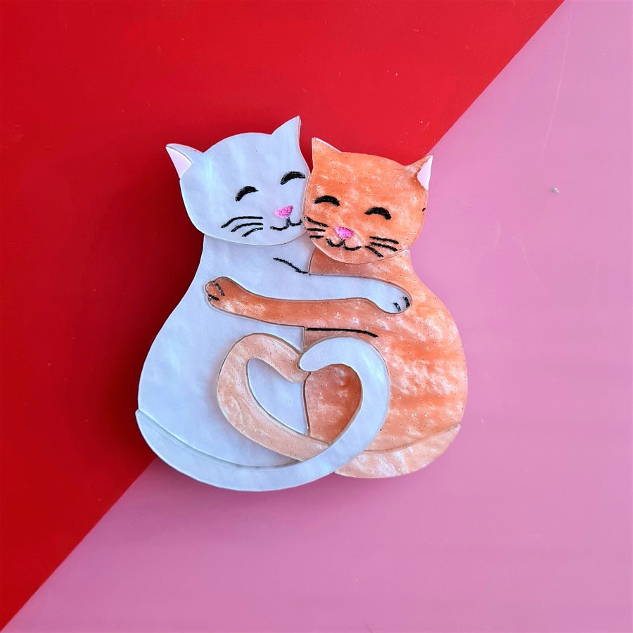 Cherryloco : Valentines : The purrfect match cat brooch