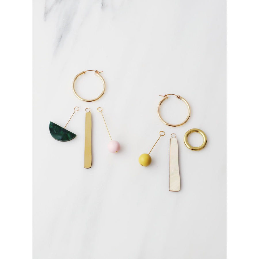 Wolf & Moon : Abstract Charm Hoops in Green