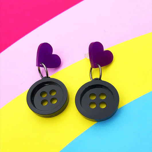Little Pig Design : Acrylic Button Earrings with Edge