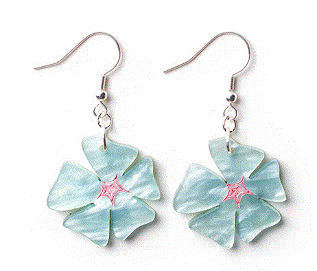 Martinis & Slippers : Baby Blue Flower Earrings