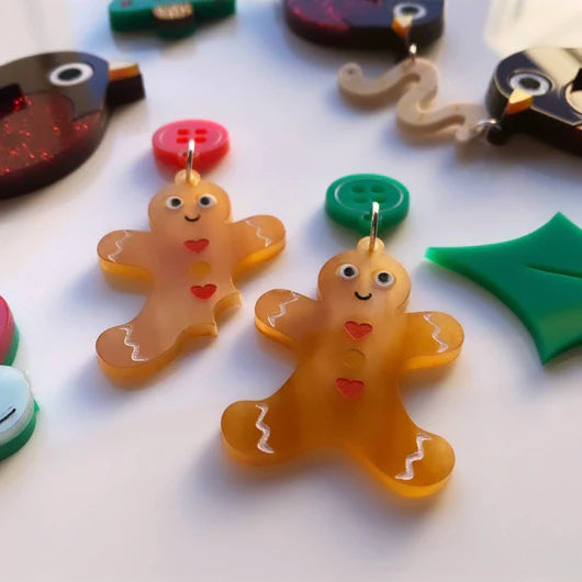 Little Pig Design : Bitten and Button Gingerbread Acrylic Earrings
