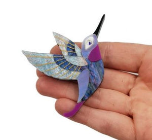 Cherryloco : Winter garden hummingbird brooch