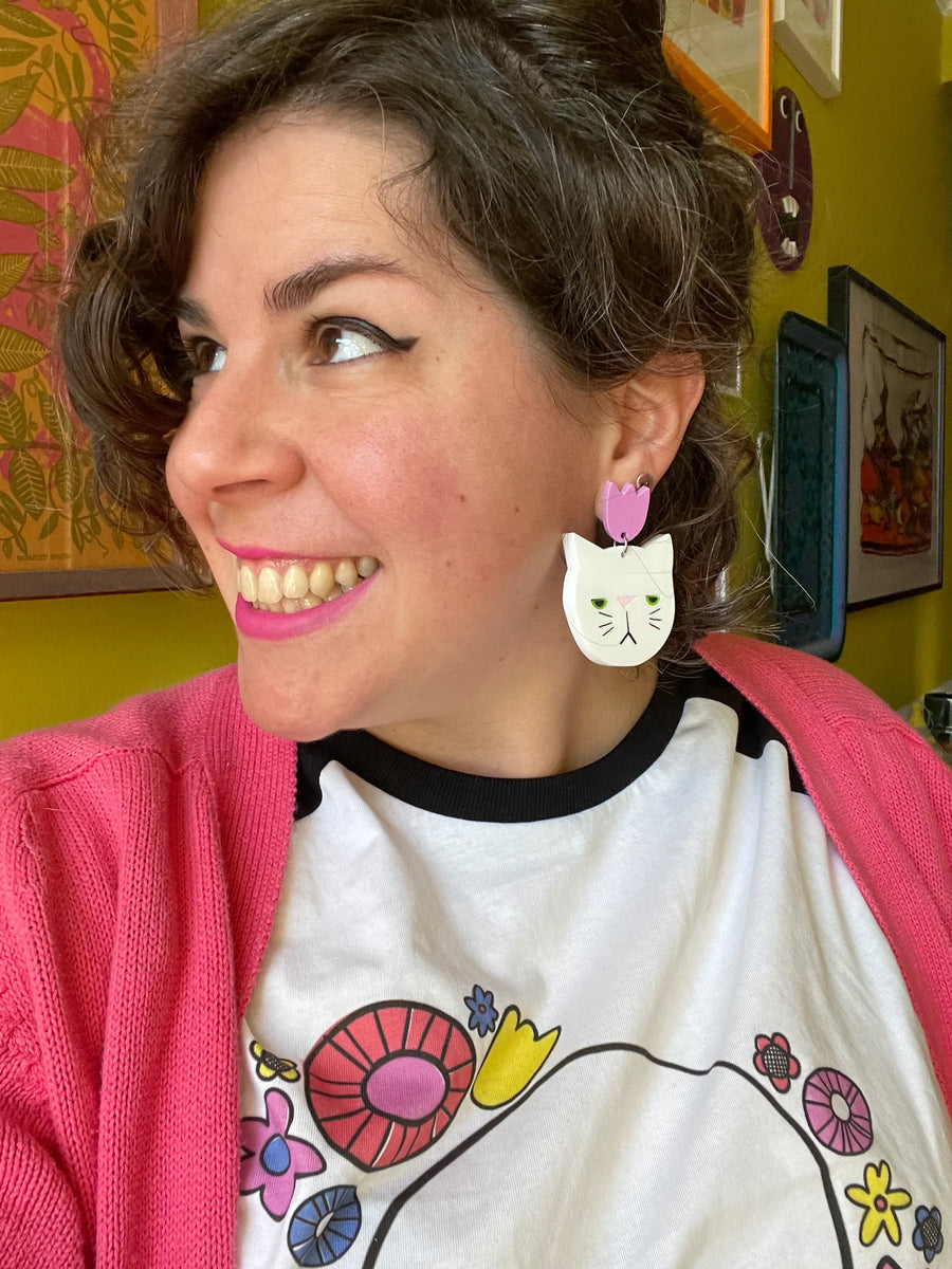 Happy Stuff Studio : Cat Faces - Mismatch Pair Statement Earrings