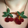 Leopard Print Bee : Cherry Necklace