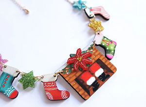 LaliBlue :  Christmas : Chimney with stocking necklace  [PRE-ORDER]