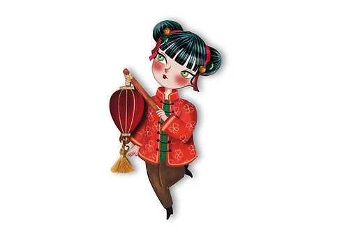 LaliBlue :  World Day : Chinese Girl Lantern Brooch [PRE-ORDER]