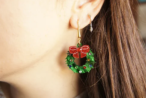 LaliBlue :  Christmas : Christmas Wreath Earrings [PRE-ORDER]