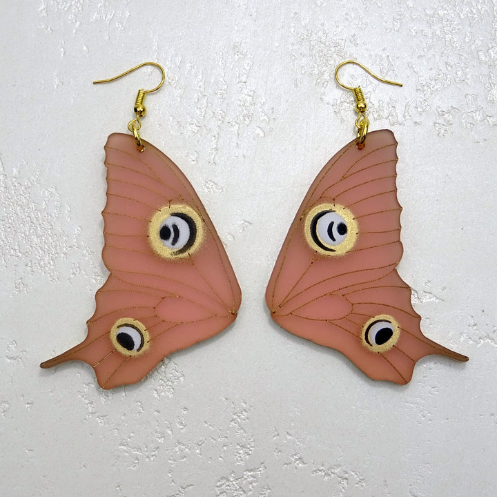 Miss J Designs : Moth Earrings Blush Pink/Gold ( LAST one)