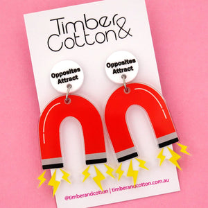 Timber and Cotton : Science & Teaching : 'Opposites Attract' Magnet Science Dangle Earrings