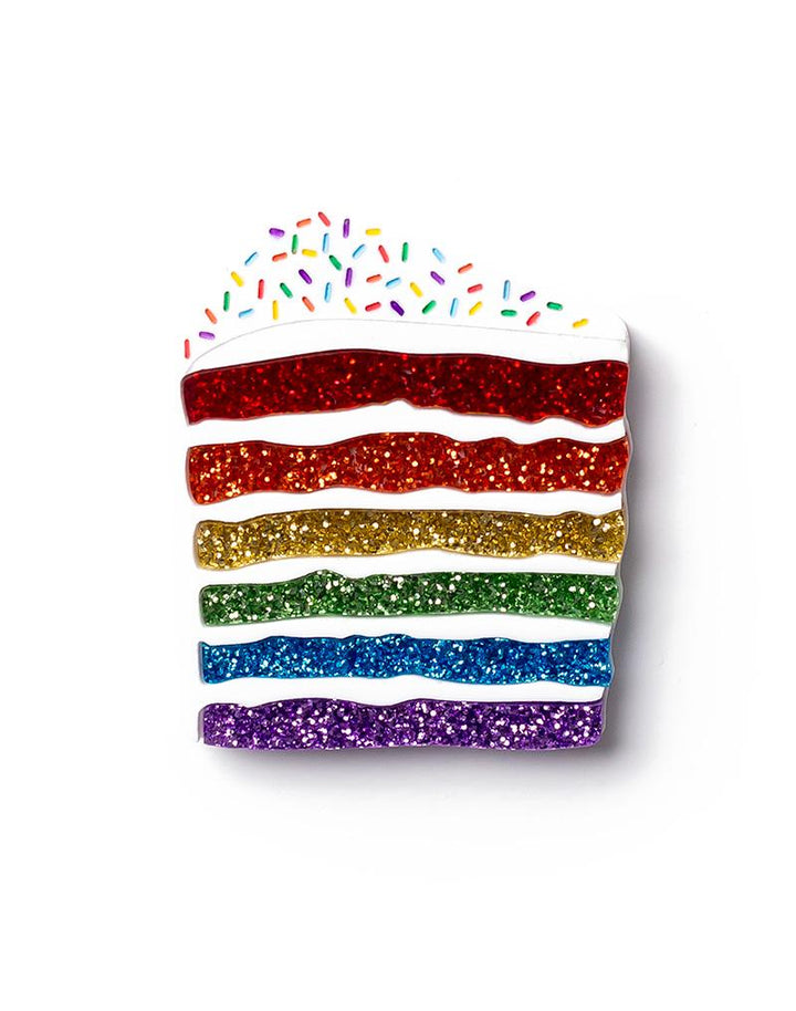 Martinis & Slippers : Rainbow Cake Slice Brooch - Glitter