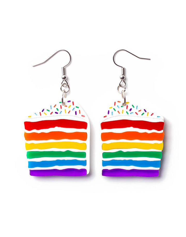 Martinis & Slippers : Rainbow Cake Slice Earrings