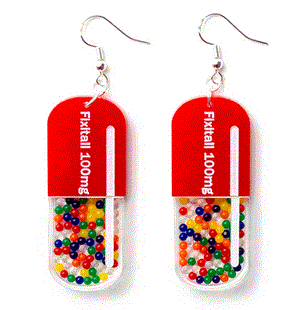 Martinis & Slippers : Fixitall Pill Earrings - Red