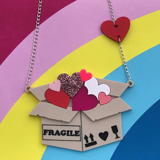 Little Pig Design : Fragile Hearts Statement Acrylic Necklace