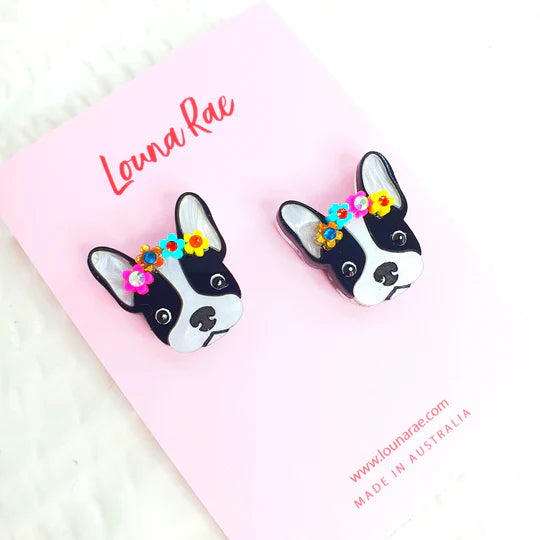 Louna Rae : French Bulldog Stud Earrings