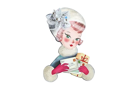 LaliBlue :  Christmas : Girl with Christmas cards brooch