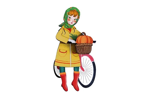 LaliBlue : Thanksgiving : Girl with bicycle brooch