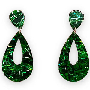 Lipstick & Chrome : Green Tinsel Earrings [PRE-ORDER]