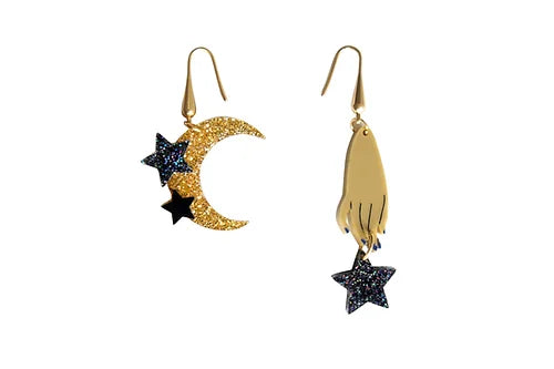 LaliBlue : Halloween : Hand and Moon Earrings [PRE-ORDER]
