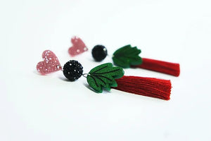 LaliBlue : Love : Heart earrings with red tassel