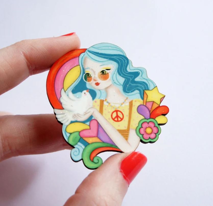 LaliBlue : Solidarity Collection : Hippie girl brooch  - Small [PRE-ORDER]