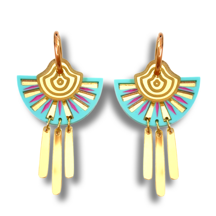 Bobbi Frances : Kirameki Collection : Sensu Fan Dangle Earrings