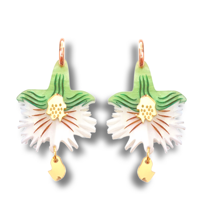 Bobbi Frances : Kirameki Collection : White Egret Dangle Earrings