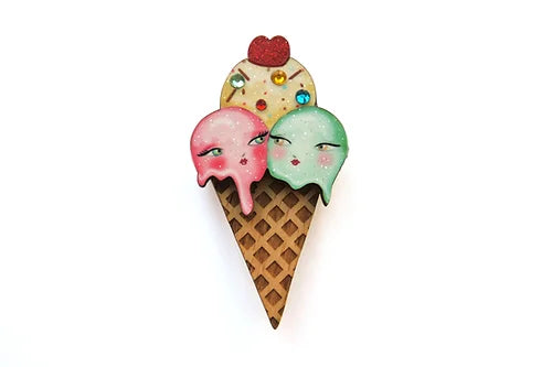 LaliBlue : Love : Ice cream cone brooch [PRE-ORDER]