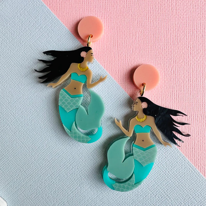 Mox & Co : Reef : Mermaid (darker skin) Dangle Earrings
