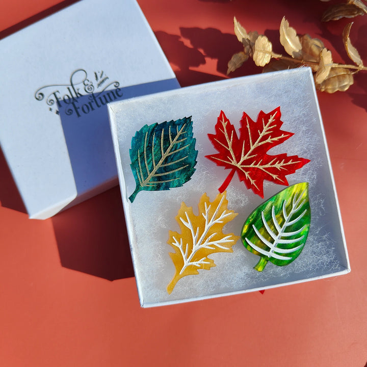 Folk & Fortune : Mini All Seasons Leaves brooch set
