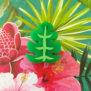 Bright and Bubbly : Tropical Jungle : Monstera Leaf Mini Brooch [LUCKY LAST!]