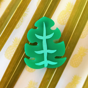 Bright and Bubbly : Tropical Jungle : Monstera Leaf Mini Brooch [LUCKY LAST!]
