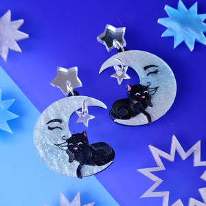 Cherryloco : Moon Dreamer Cat Earrings