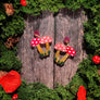 Leopard Print Bee : Mushroom Earrings