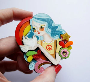 LaliBlue : Solidarity Collection : Hippie girl brooch  - Large [PRE-ORDER]